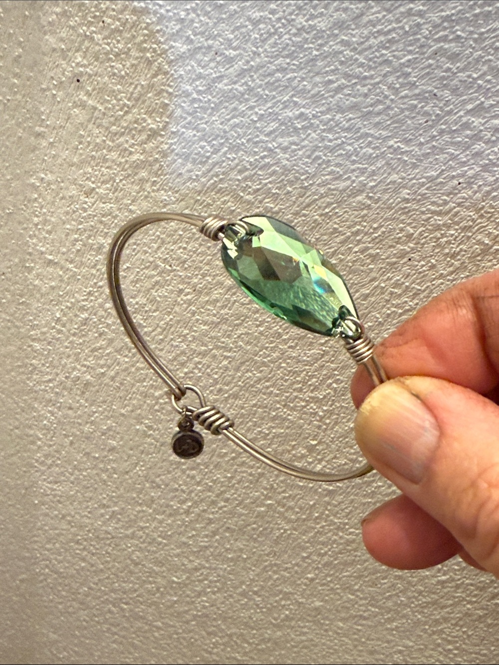 Luca + Danni Silver Wire Bracelet with Emerald Green Faceted Stone - Picture 3 of 9